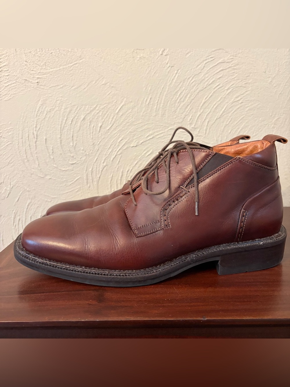 Johnston & Murphy Brown Leather Lace up Ankle Boots Mens Size 10 Minimalist
